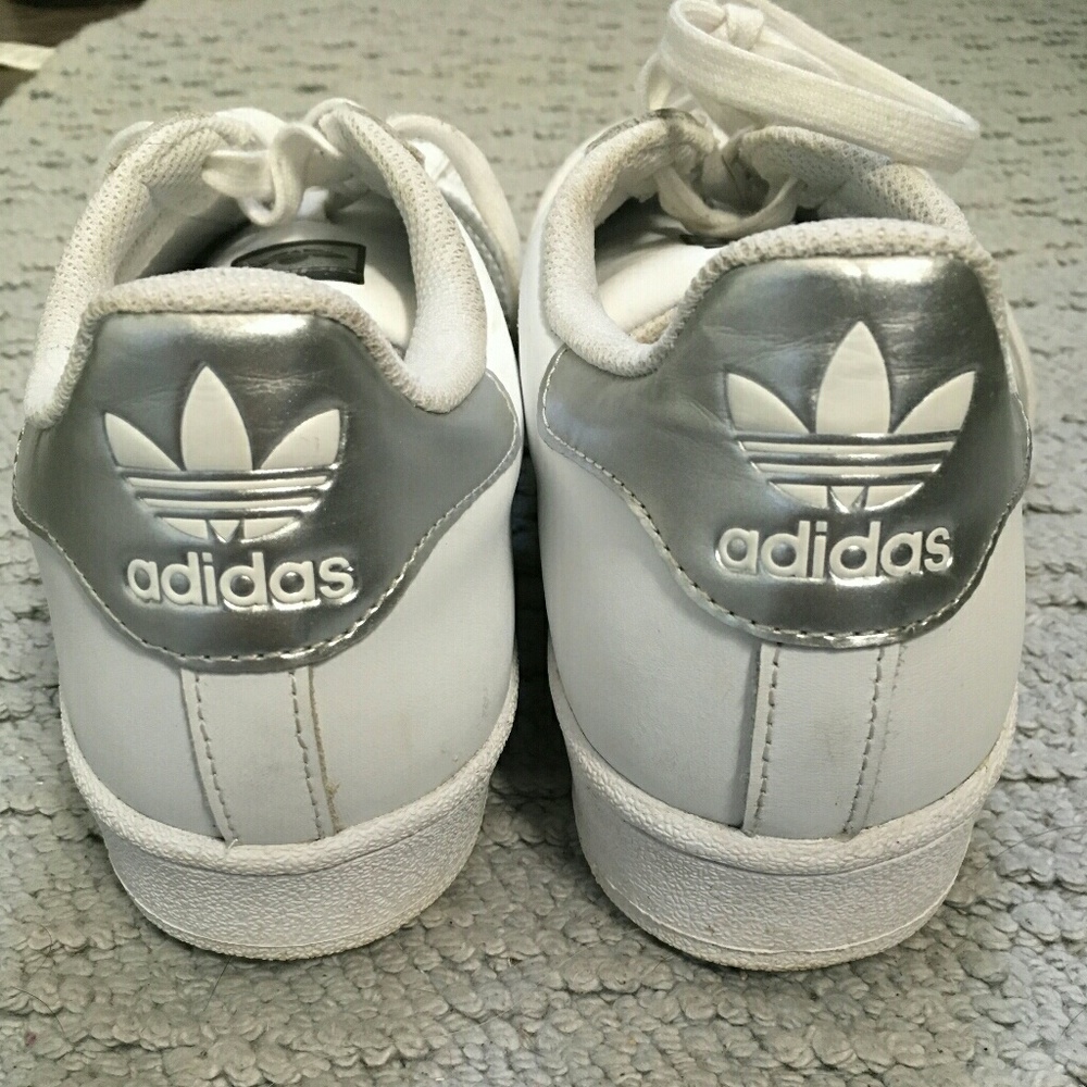 White and Silver Adidas Sneakers